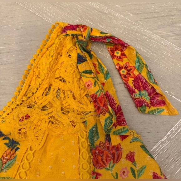 Farm Rio Embroidered Yellow Floral One-Shoulder Top - NWOT - Picture 7 of 9